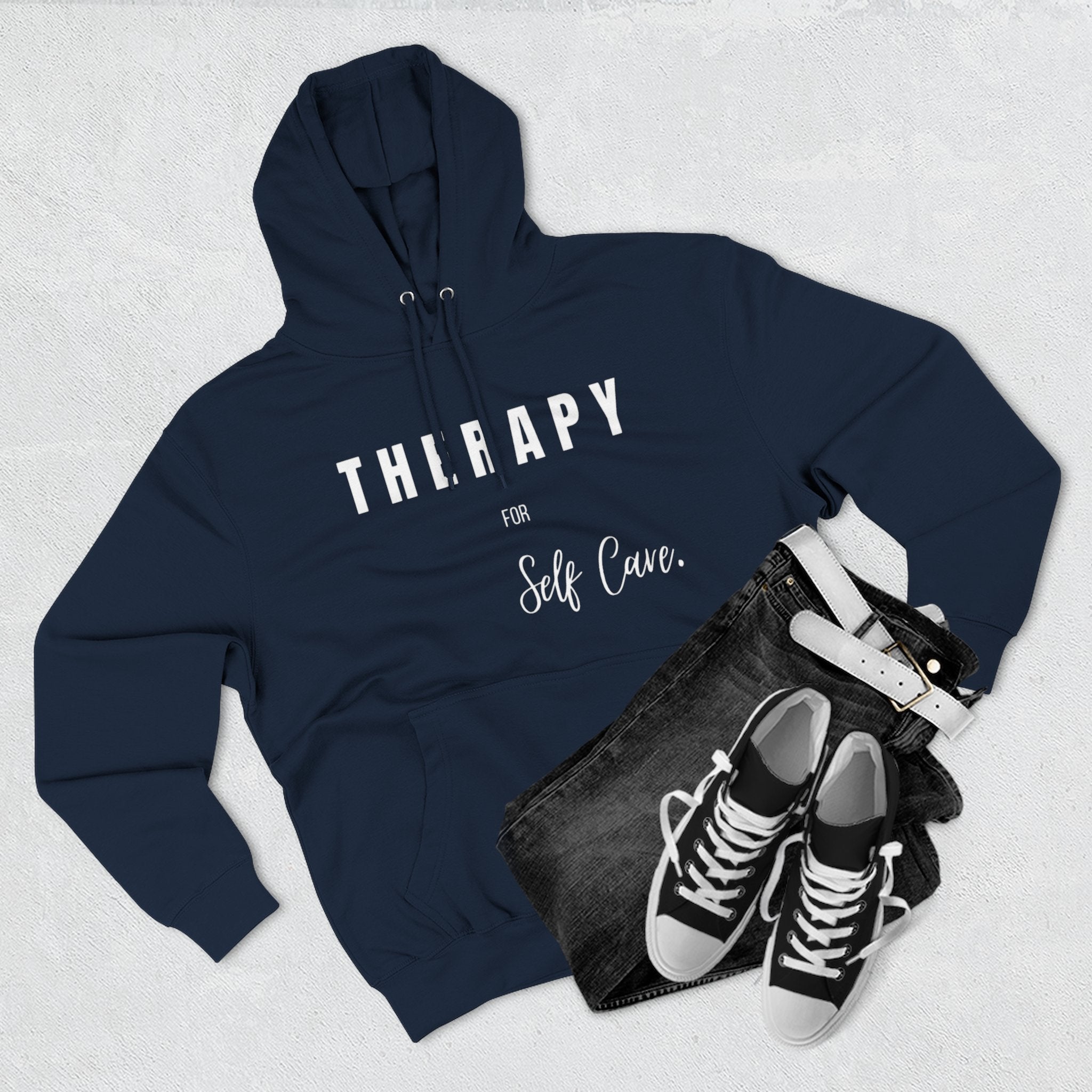 Self-Care Therapy Fleece Hoodie - Cozy Gift for Mental Wellness, Mindfulness, Relaxation, Self-Love, Homewear