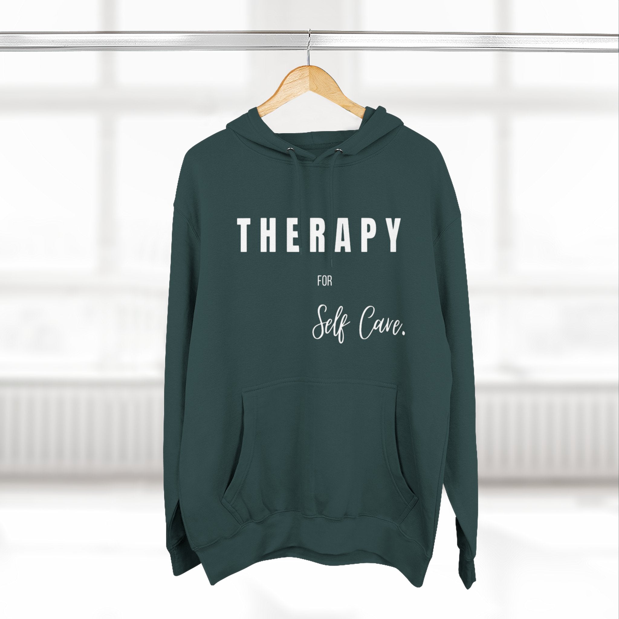 Self-Care Therapy Fleece Hoodie - Cozy Gift for Mental Wellness, Mindfulness, Relaxation, Self-Love, Homewear