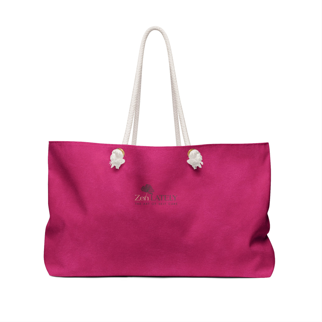 Weekender Bag — "Permission to Chill" Pink Canvas Travel Tote