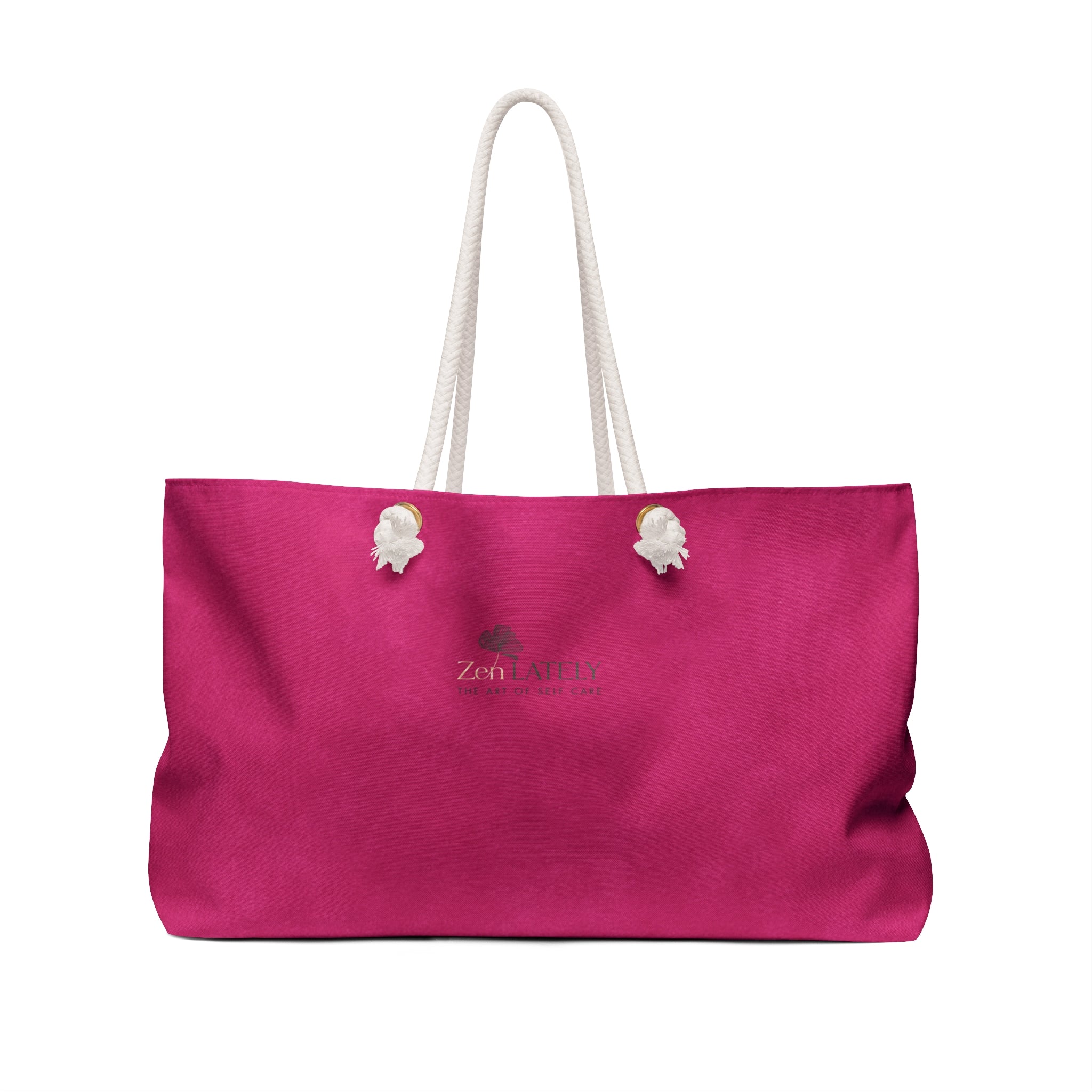 Weekender Bag — "Permission to Chill" Pink Canvas Travel Tote