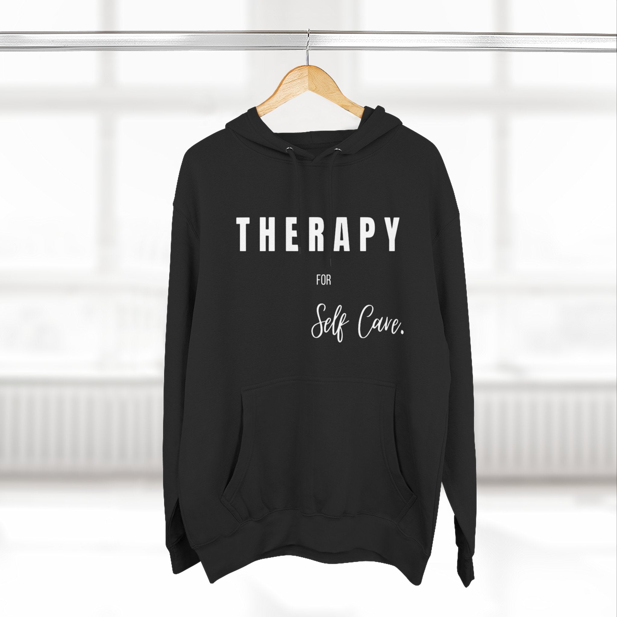 Self-Care Therapy Fleece Hoodie - Cozy Gift for Mental Wellness, Mindfulness, Relaxation, Self-Love, Homewear