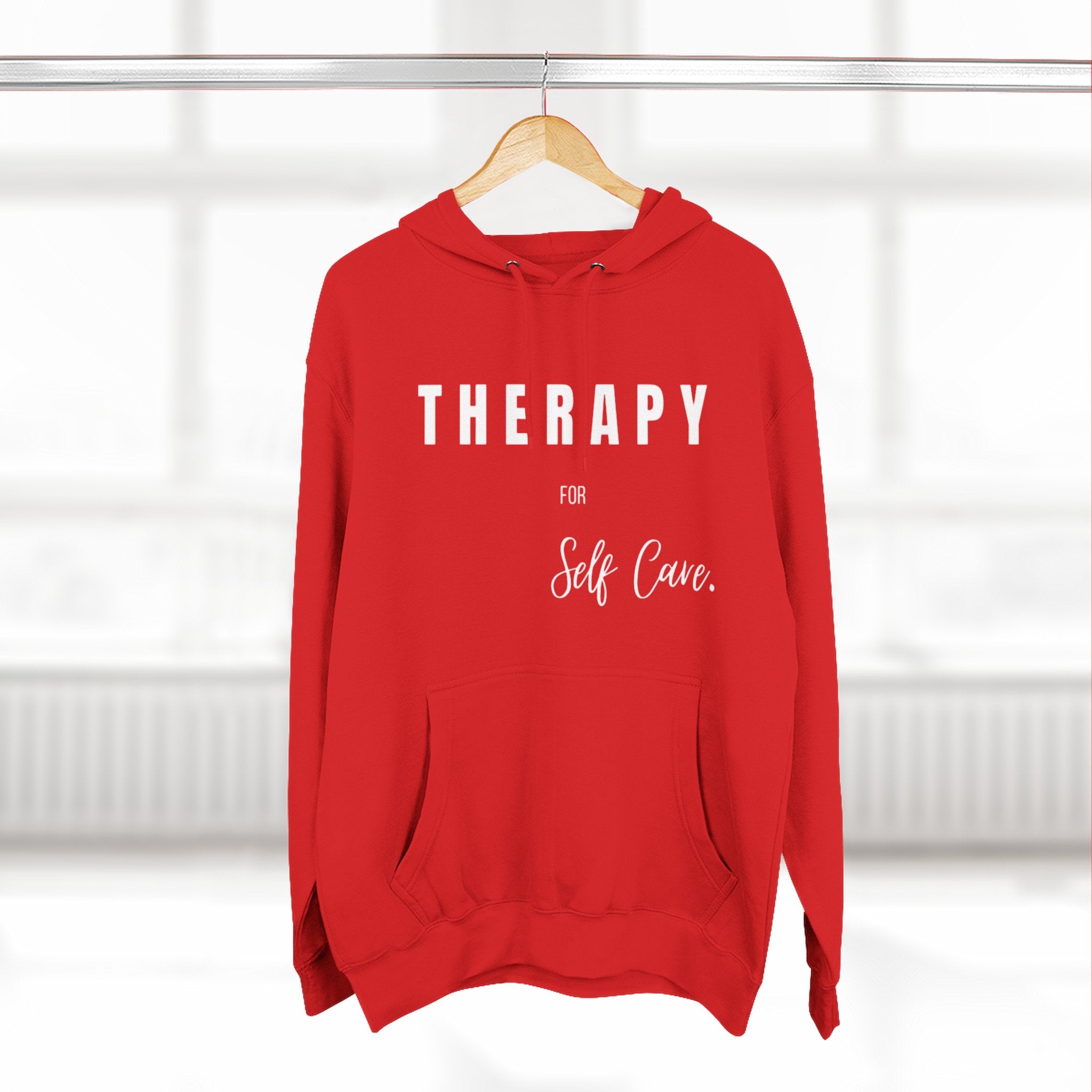 Self-Care Therapy Fleece Hoodie - Cozy Gift for Mental Wellness, Mindfulness, Relaxation, Self-Love, Homewear