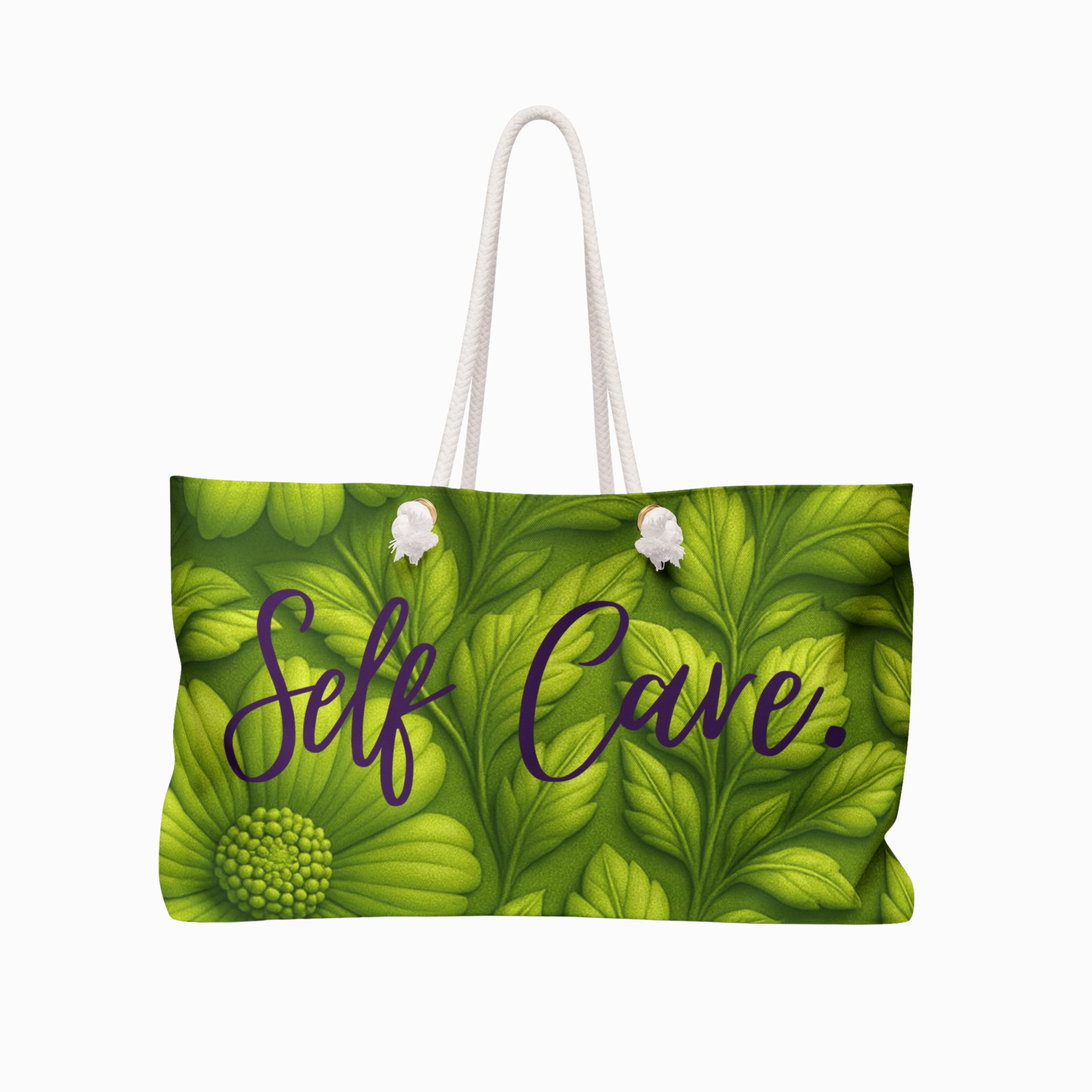 Self Care Green Floral Weekender Bag