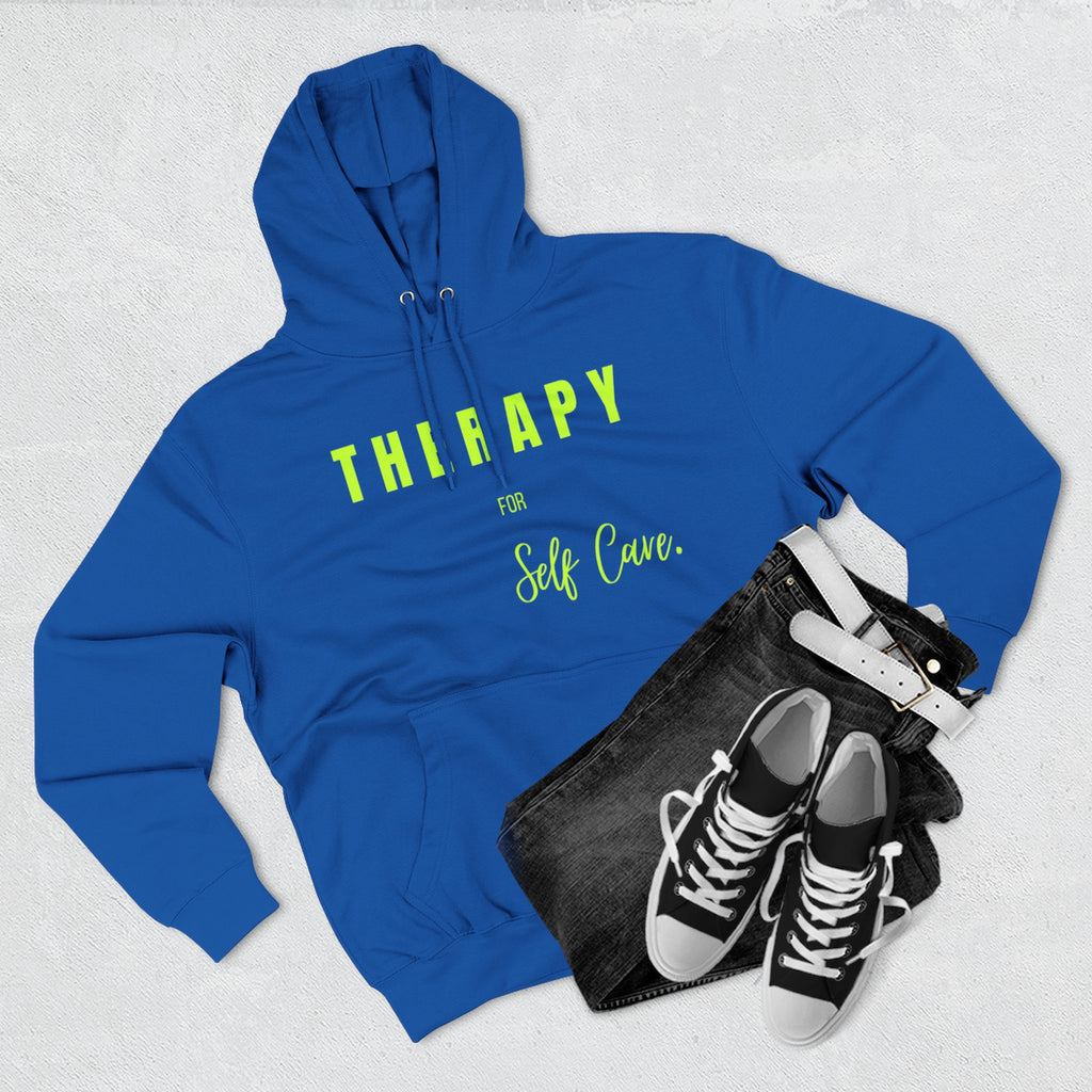 Self-Care Therapy Fleece Hoodie - Cozy Gift for Mental Wellness, Mindfulness, Relaxation, Self-Love, Homewear