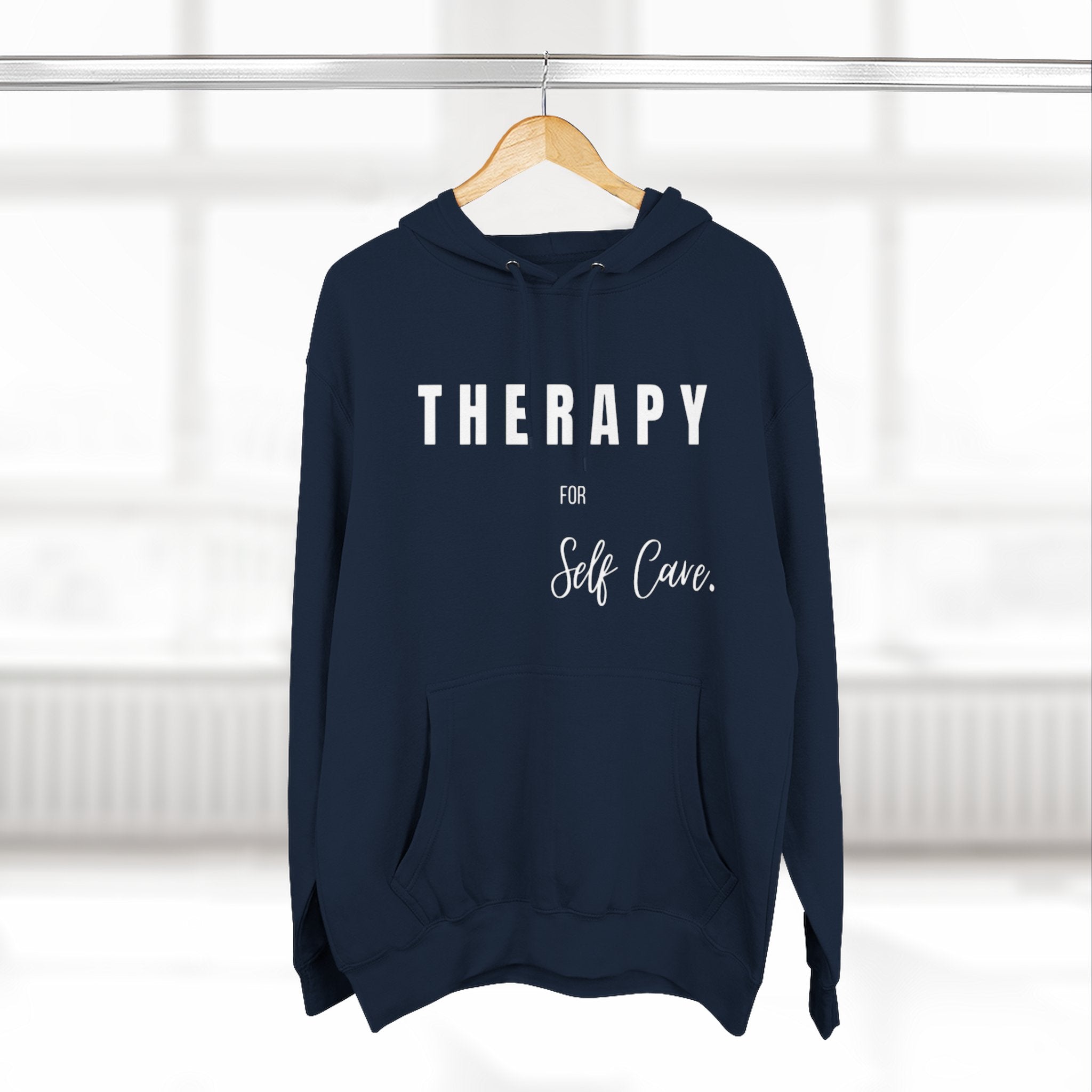 Self-Care Therapy Fleece Hoodie - Cozy Gift for Mental Wellness, Mindfulness, Relaxation, Self-Love, Homewear