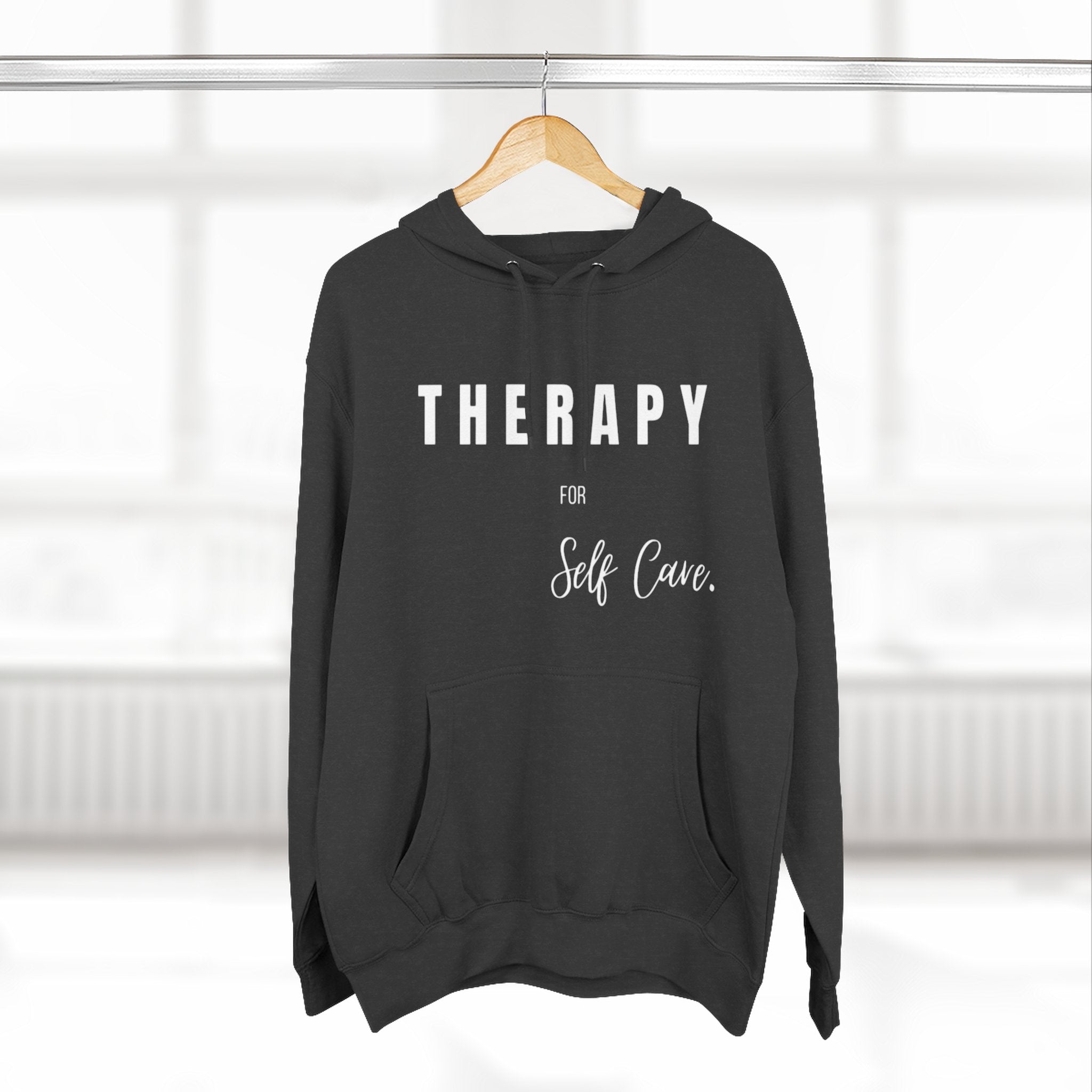 Self-Care Therapy Fleece Hoodie - Cozy Gift for Mental Wellness, Mindfulness, Relaxation, Self-Love, Homewear