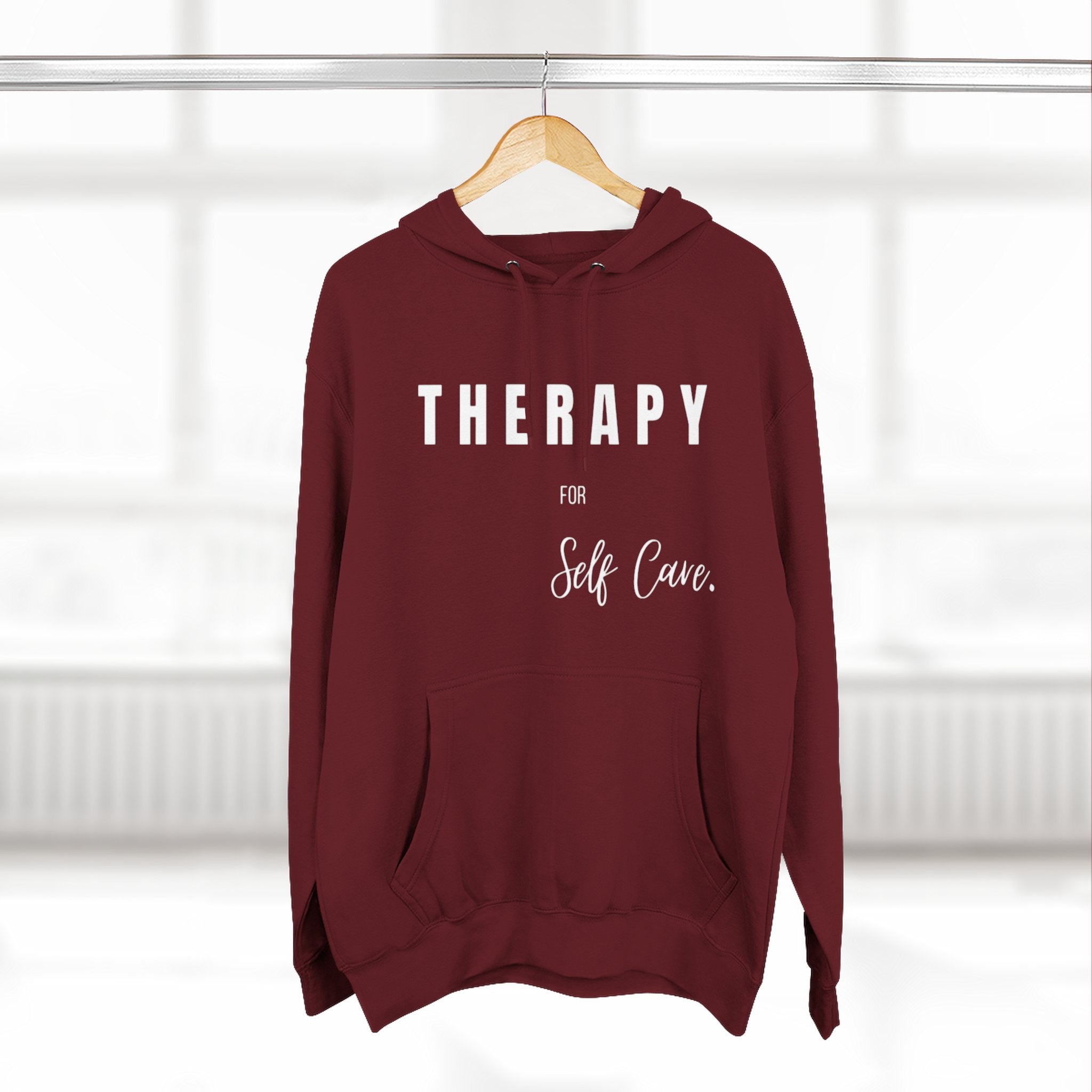 Self-Care Therapy Fleece Hoodie - Cozy Gift for Mental Wellness, Mindfulness, Relaxation, Self-Love, Homewear